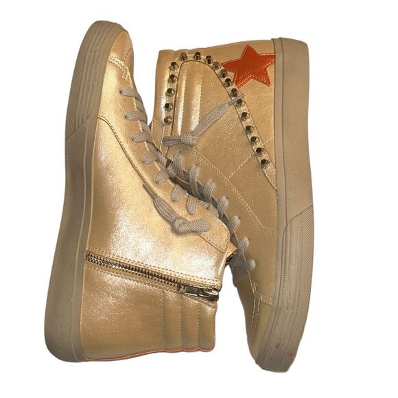 ShuShop Champagne/Rose Gold High Top Lace up Sneakers (Size 11) - Picture 6 of 12